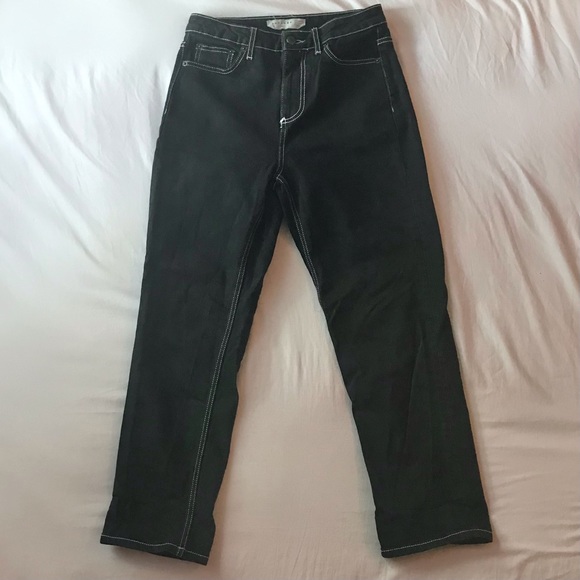 Topshop Contrast Stitching Black and White Jeans - Picture 3 of 4